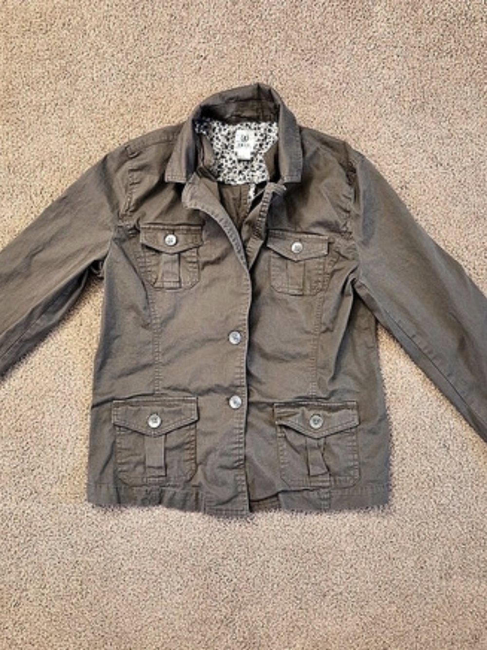 IZOD Women's Utility Field Jacket Brown Floral Size Medium